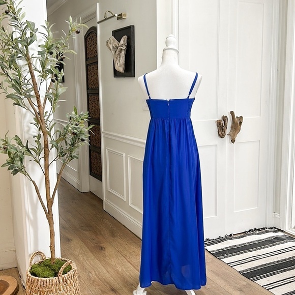Felicity & Coco Womens Blue Empire Waist Maxi Dress Sleeveless Spaghetti LP - Picture 3 of 11